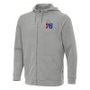 Antigua Philadelphia 76ers Heather Gray Effortless Chic Full Zip Hoodie Jacket