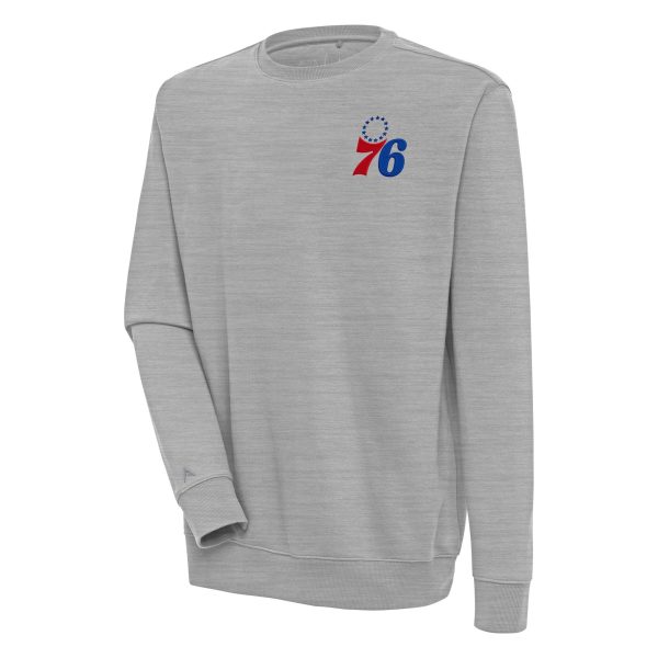 Antigua Philadelphia Trendy 76ers Heather Gray Victory Pullover Sweatshirt