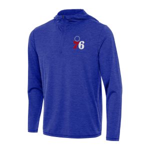 Antigua Philadelphia 76ers Heather Royal Tidy Fabulous Quarter Zip Hoodie