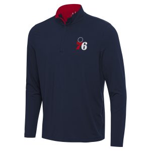 Antigua Philadelphia 76ers Navy/Red Content Unique Quarter Zip Top