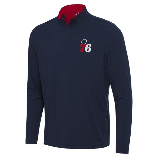 Antigua Philadelphia 76ers Navy/Red Content Unique Quarter Zip Top