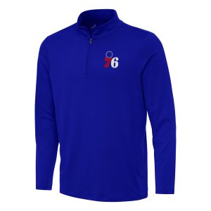 Antigua Philadelphia 76ers Royal Stylish Reprocess Quarter Zip Top