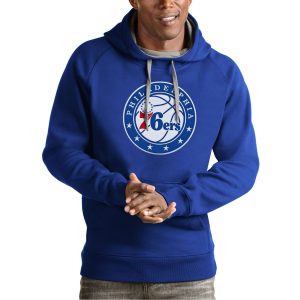 Antigua Philadelphia Eye - catching 76ers Royal Team Logo Victory Pullover Hoodie