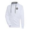 Antigua Philadelphia 76ers White Metallic Logo Victory Gorgeous Raglan Full Zip Hoodie