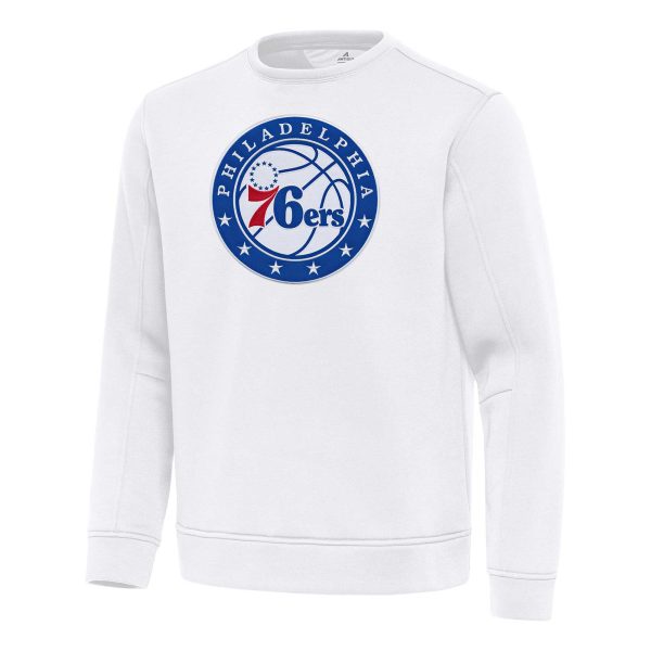 Antigua Philadelphia Stylish 76ers White Relevant Pullover Sweatshirt