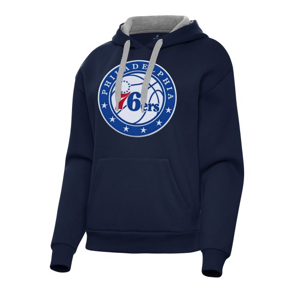 Antigua Philadelphia 76ers Women's Navy Premium Victory Pullover Hoodie
