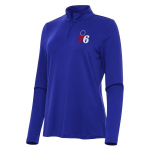Antigua Philadelphia 76ers Women's Royal Reprocess Quarter Fabulous Zip Top