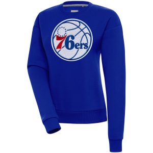 Antigua Fabulous Philadelphia 76ers Women's Royal Victory Crewneck Pullover Sweatshirt