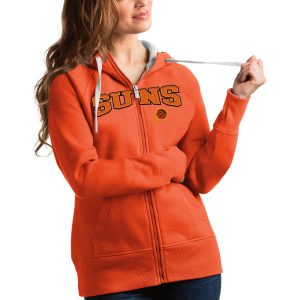 Antigua Elegant Phoenix Suns Women's Orange Team Victory Full Zip Hoodie