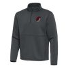 Antigua Portland Trail Blazers Pewter Twist Quarter Zip Elegant Pullover Top