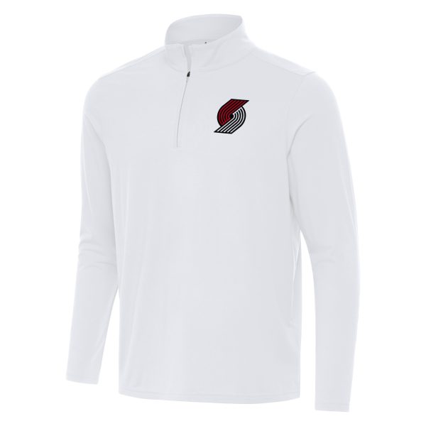 Antigua Portland Trail Blazers White Intent Quarter Zip Top Chic