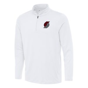 Antigua Portland Trail Blazers White Gorgeous Reprocess Quarter Zip Top