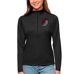 Antigua Portland Fabulous Trail Blazers Women's Black Tribute Half Zip Top