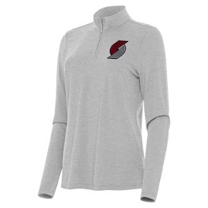 Antigua Portland Trail Blazers Women's Heather Gray Bright Quarter Gorgeous Zip Top