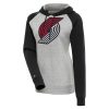 Antigua Portland Trail Blazers Women's Heather Gray/Black Victory Raglan Sleeve Pullover Unique Hoodie