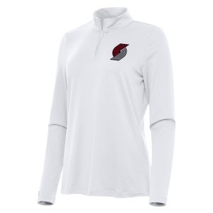 Antigua Portland Trail Blazers Women's White Reprocess Quarter Chic Zip Top