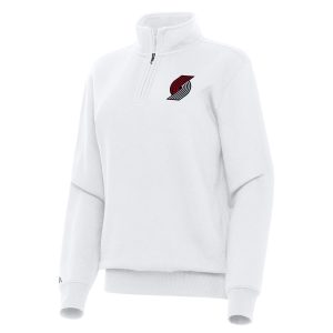 Antigua Portland Trail Blazers Women's White Victory Quarter Zip Sweatshirt Eye - catching