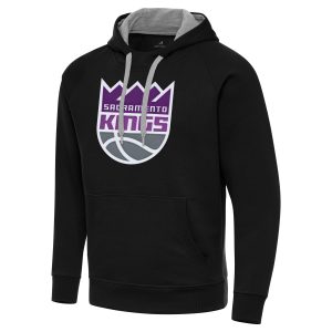 Antigua Sacramento Kings Black Big & Tall Victory Raglan Fabulous Pullover Hoodie
