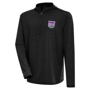 Antigua Sacramento Kings Heather Black Tidy Quarter Zip Lightweight Pullover Top Gorgeous