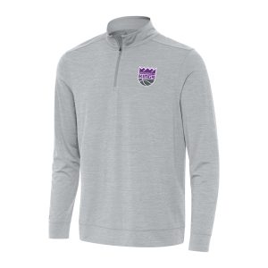 Antigua Sacramento Kings Stylish Heather Gray Bright Quarter Zip Top