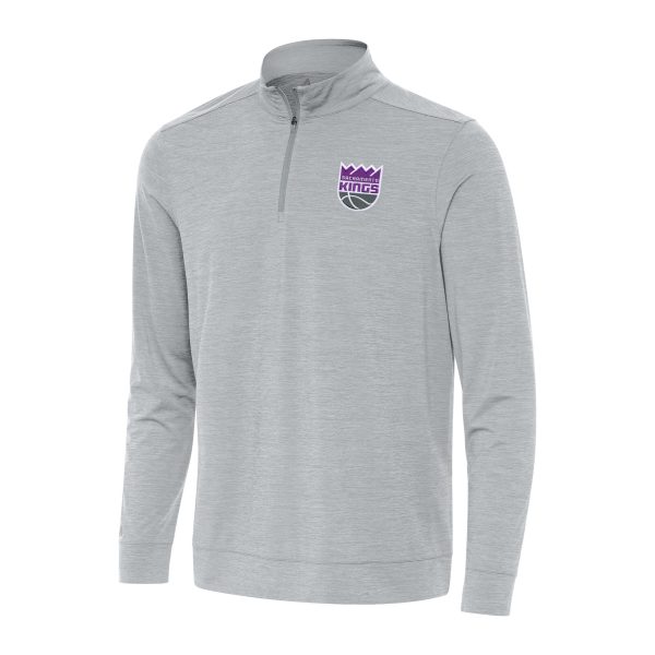 Antigua Sacramento Kings Stylish Heather Gray Bright Quarter Zip Top