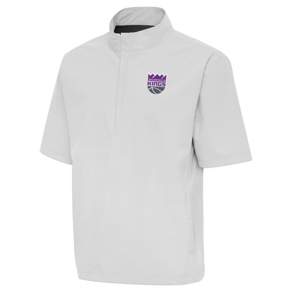 Antigua Stylish Sacramento Kings Heather Gray Brisk Quarter Zip Windbreaker