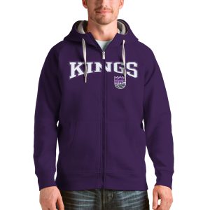 Antigua Eye - catching Sacramento Kings Purple Victory Full Zip Hoodie