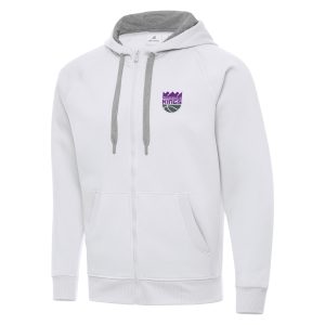 Antigua Sacramento Trendy Kings White Big & Tall Victory Full Zip Hoodie Jacket