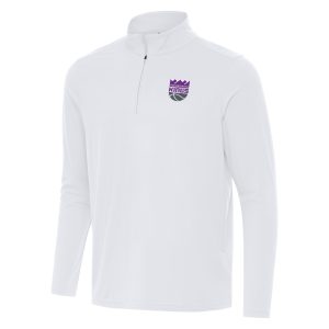 Antigua Sacramento Kings White Chic Intent Quarter Zip Top