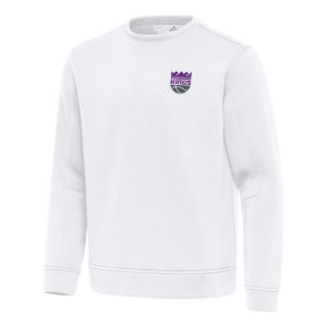 Antigua Sacramento Eye - catching Kings White Relevant Pullover Sweatshirt