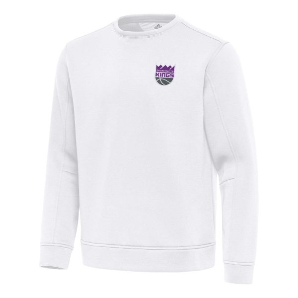 Antigua Sacramento Eye - catching Kings White Relevant Pullover Sweatshirt