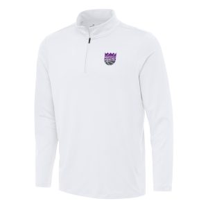Antigua Trendy Sacramento Kings White Reprocess Quarter Zip Top