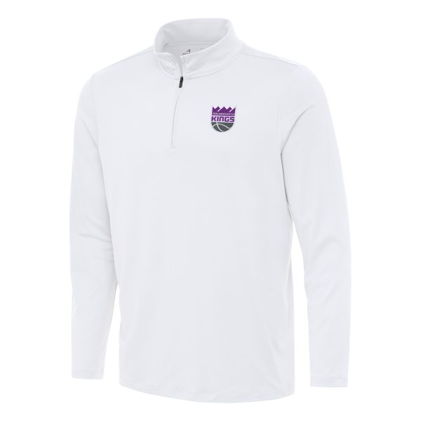 Antigua Trendy Sacramento Kings White Reprocess Quarter Zip Top