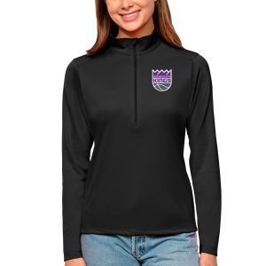Antigua Sacramento Kings Women's Black Tribute Half Zip Eye - catching Top