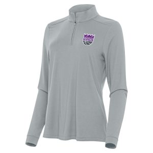 Antigua Sacramento Kings Women's Gray Intent Quarter Zip Top Eye - catching