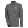 Antigua Sacramento Kings Women's Heather Black Confront Chic Quarter Zip Pullover Top