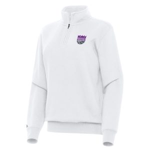 Antigua Sacramento Kings Unique Women's White Victory Quarter Zip Sweatshirt
