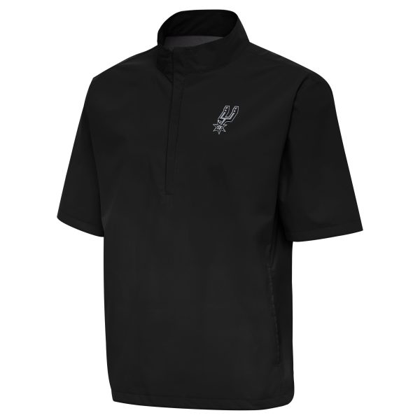 Antigua San Antonio Spurs Black Elegant Brisk Quarter Zip Windbreaker