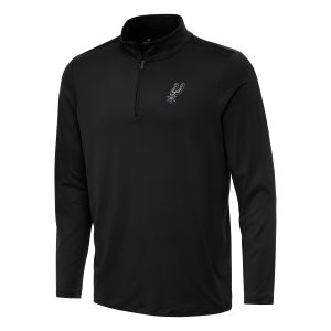 Antigua San Antonio Spurs Black Reprocess Eye - catching Quarter Zip Top