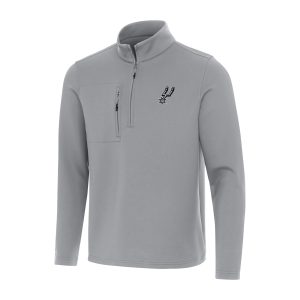 Antigua San Antonio Spurs Gray Insider Quarter Zip Chic Top