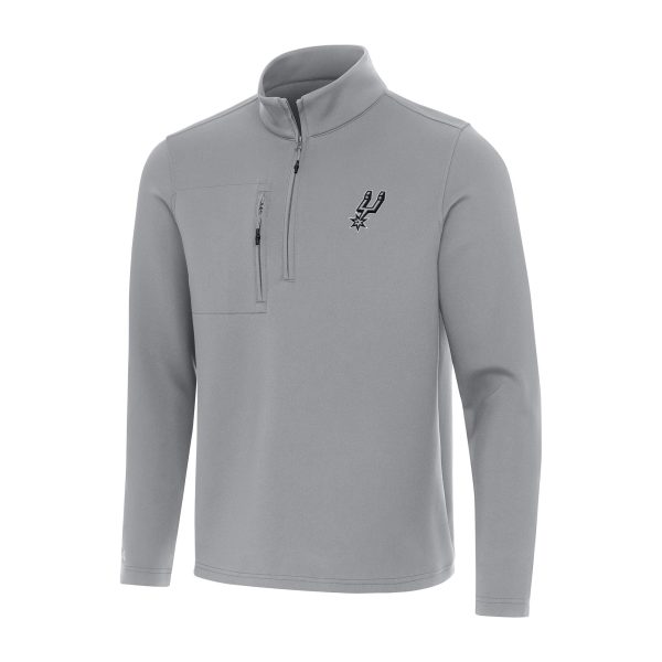 Antigua San Antonio Spurs Gray Insider Quarter Zip Chic Top