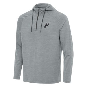 Antigua San Antonio Gorgeous Spurs Heather Gray Spikes Raglan Quarter Zip Hoodie