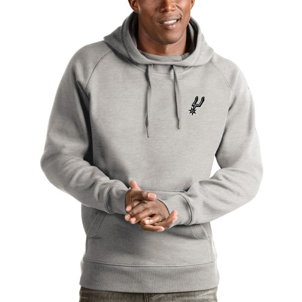Antigua San Antonio Spurs Heathered Elegant Gray Victory Pullover Hoodie