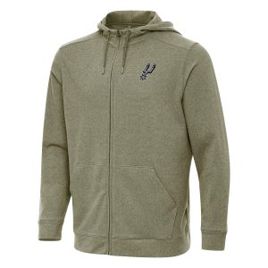 Antigua Gorgeous San Antonio Spurs Olive Effortless Full Zip Hoodie Jacket