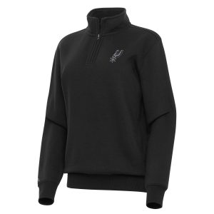 Antigua Chic San Antonio Spurs Women's Black Victory Quarter Zip Sweatshirt