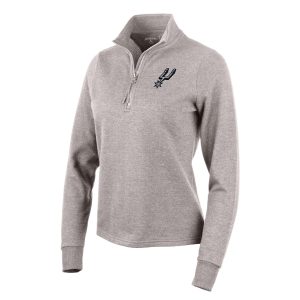 Antigua San Trendy Antonio Spurs Women's Oatmeal Action Quarter Zip Pullover Sweatshirt
