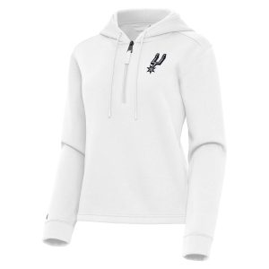 Antigua San Antonio Spurs Women's Premium White Contemporary Quarter Zip Hoodie
