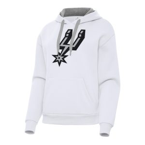 Antigua San Antonio Spurs Women's White Fabulous Victory Pullover Hoodie