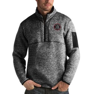 Antigua Toronto Raptors Heather Black Fortune Big & Tall Quarter Zip Pullover Trendy Jacket