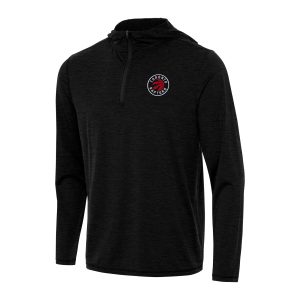 Antigua Toronto Raptors Heather Black Trendy Tidy Quarter Zip Hoodie